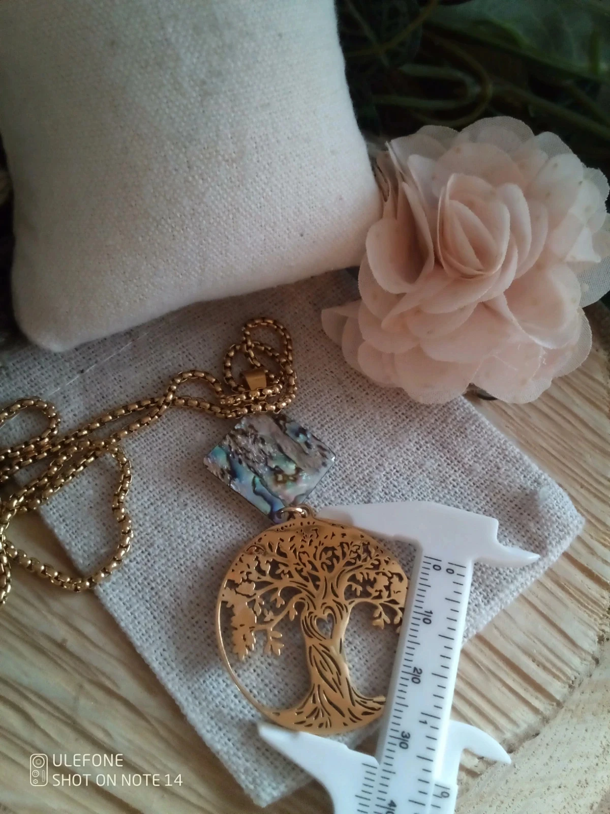 Collier abalone et médaillon arbre bohemia – photo 3